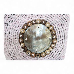 Handcrafted Beaded Cuff Bracelet With Shell & Wooden Accents